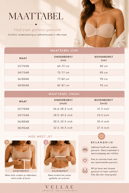 Vellae — Strapless push-up bh met voorsluiting