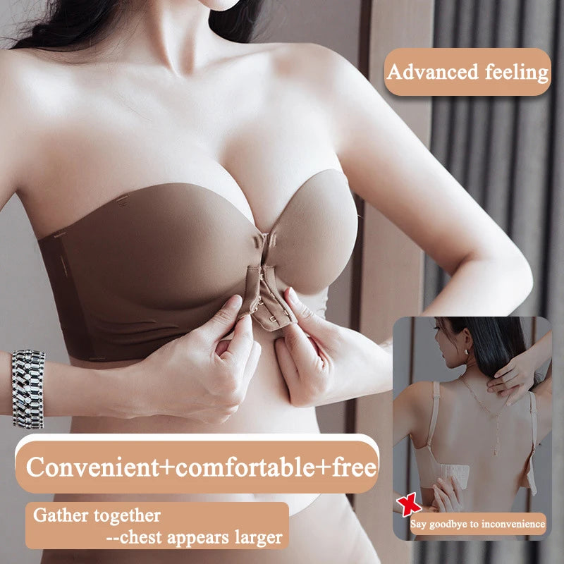 Strapless push-up bh met voorsluiting